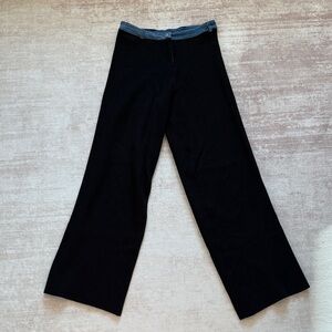 Fashion Nova Black Knit Pants Denim Waistband Wide Leg Size M